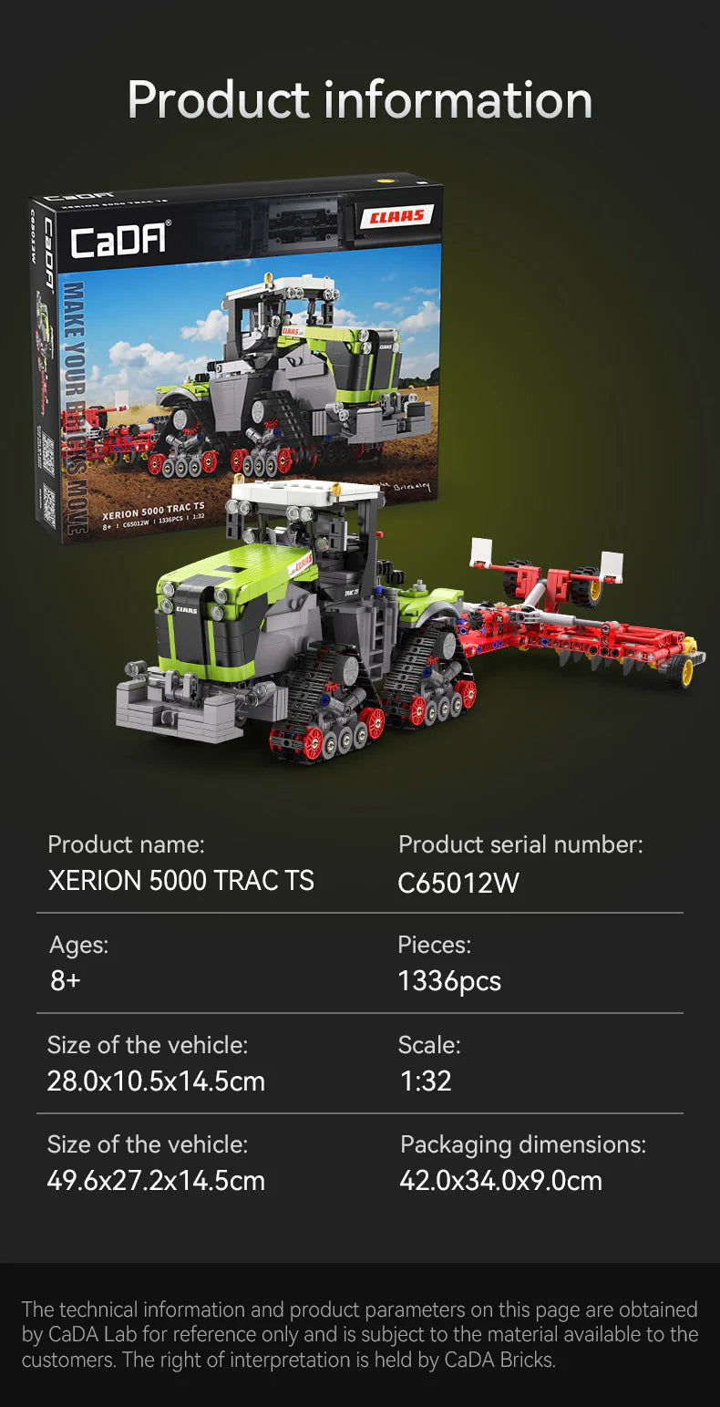 CaDA CLAAS Xerion 5000 Trac TS 1:32 1336 Pieces Brick Model Kit C65012W