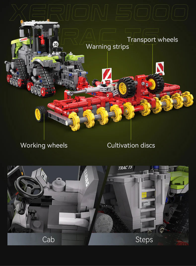 CaDA CLAAS Xerion 5000 Trac TS 1:32 1336 Pieces Brick Model Kit C65012W