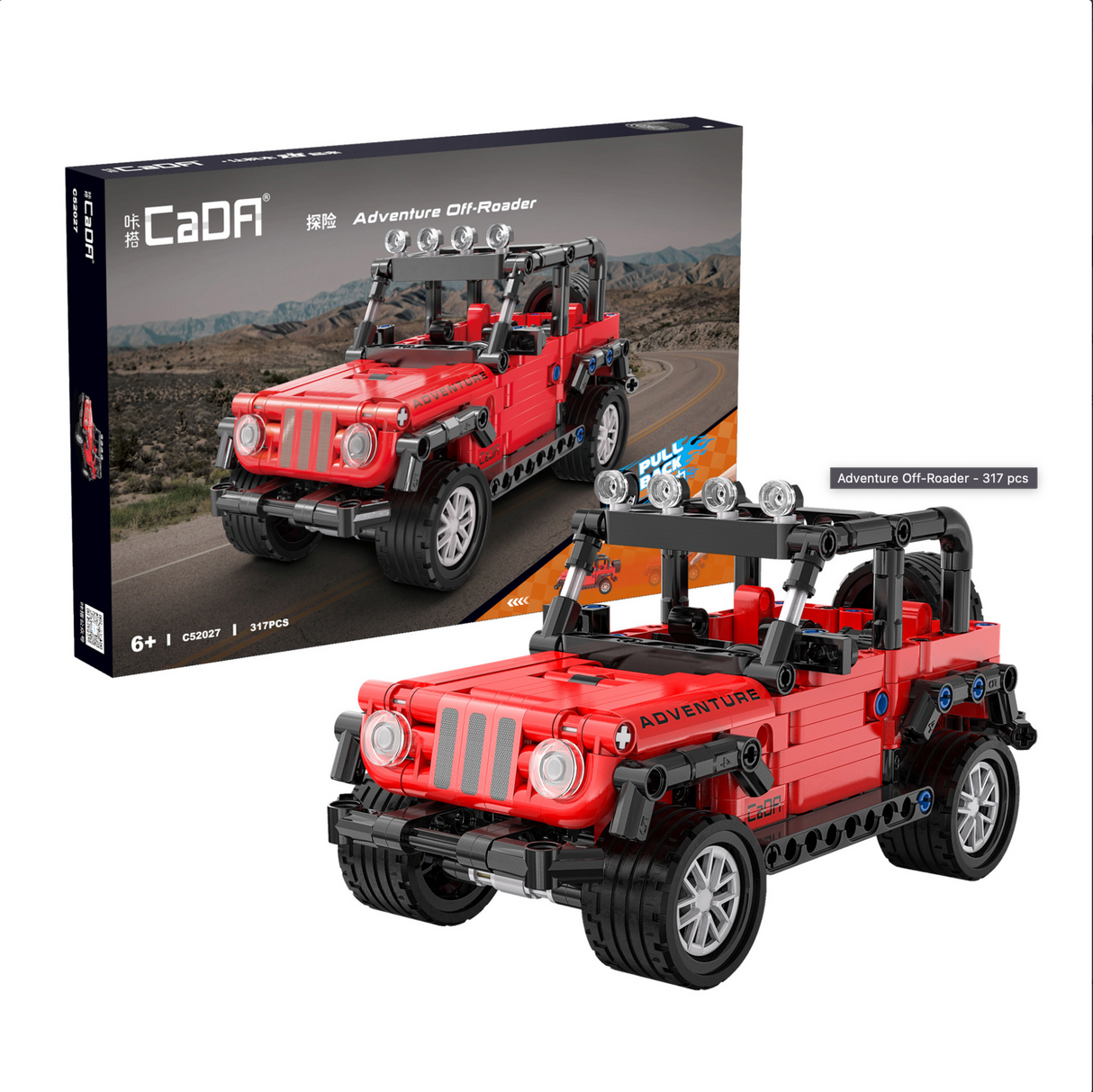 CaDA 4x4 Off Roaders with Pull Back Motor - Bundle Pack of 3 - 1:18 Brick Model Kits