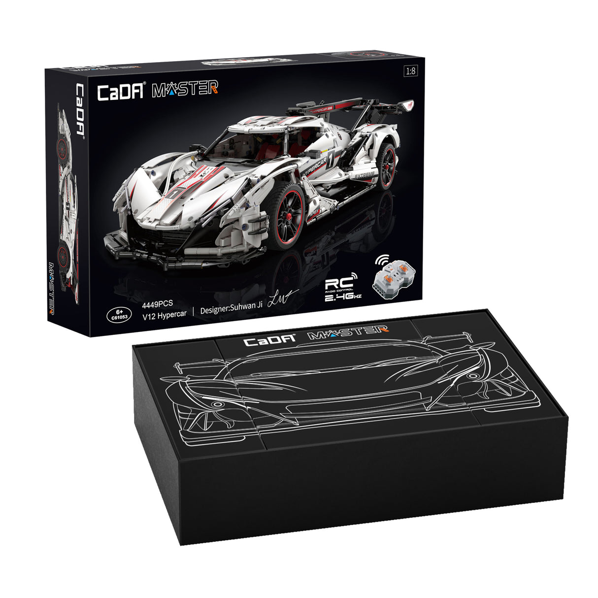 CaDA Master Helios V12 Hypercar - RC Control - 1:8 4449 Pieces Brick Model Kit C61053W