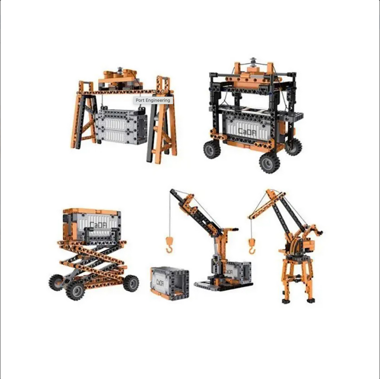 CaDA Port Engineering, Makes 10 separate Items, 634 Pieces Brick Model Kit C71002W