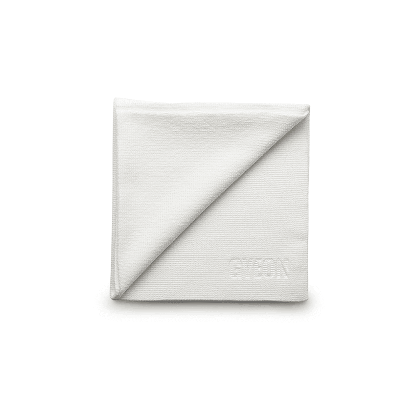 Gyeon Q2M Accessories LeatherWipe EVO Microfibre Cloths 40 x 40 cm Two per Packet. Out of Packet Image.