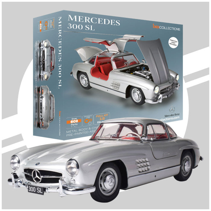 IXO Collections Mercedes 300 SL Silver 1:8 Scale Metal and Plastic Full Kit IXC.MBC.FK