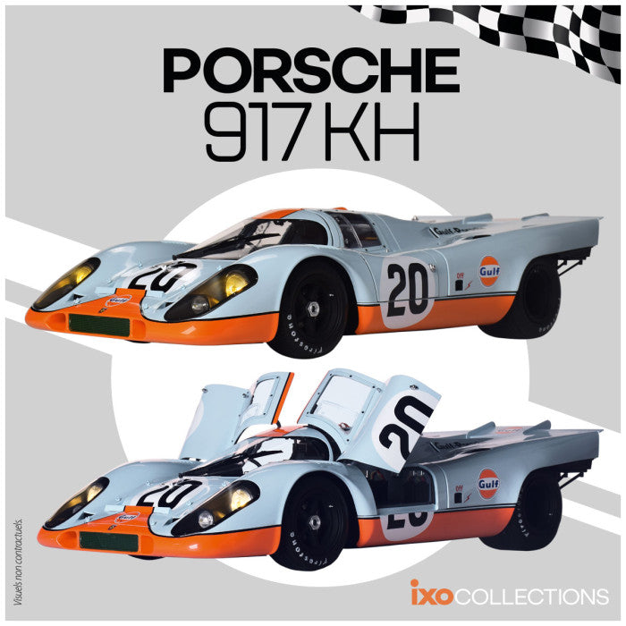 IXO Collections Porsche 917 KH #20 Gulf Livery 1:8 Scale Metal and Plastic Full Kit IXC.POR.FK