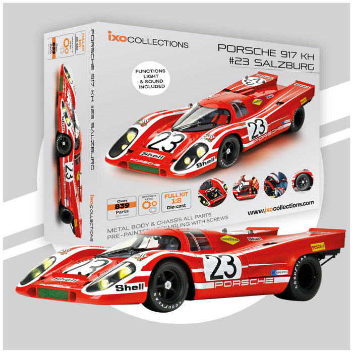 IXO Collections Porsche 917 KH #23 Salzburg 1:8 Scale Metal and Plastic Full Kit IXC.PORRED.FK