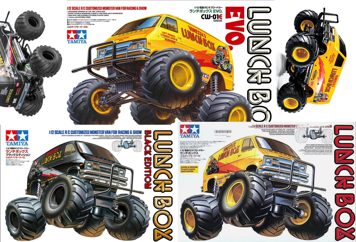 Tamiya RC Lunch Box Mayhem! OG, Black Edition and EVO - Items #58755, 58546, 58347