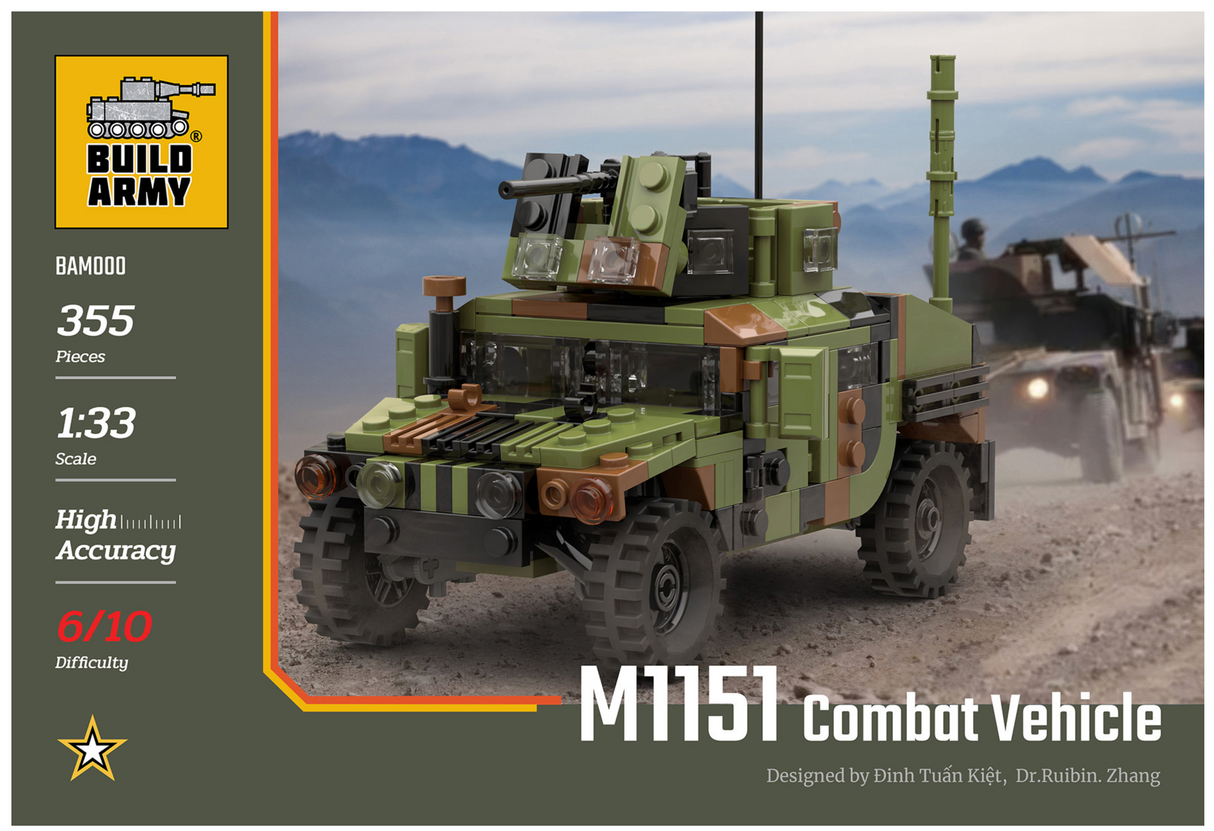 Build Army Humvee M1151 Combat Vehicle - 1:33 Scale 355 Pieces - BAM000