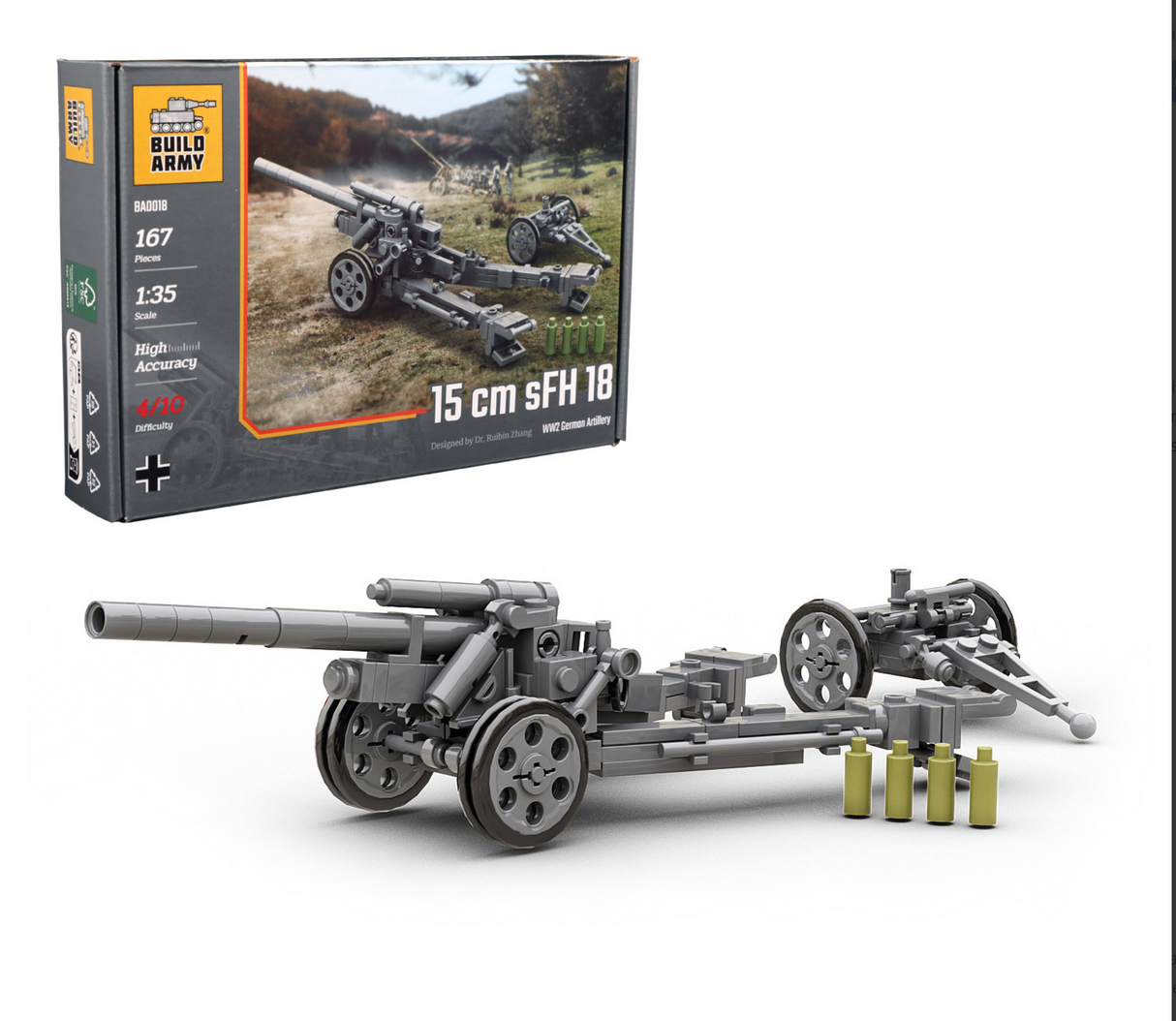 Build Army WW2 German 15cm SFH 18 Artillery - 1:35 Scale 167 Pieces - BA0018