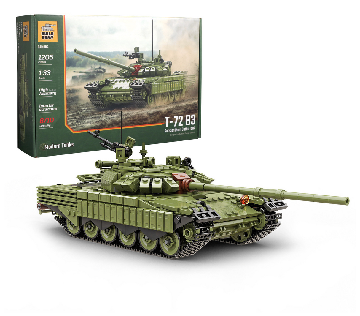 Build Army T-72 B3 - Russian Main Battle Tank - 1:33 Scale 1205 Pieces - BAM004