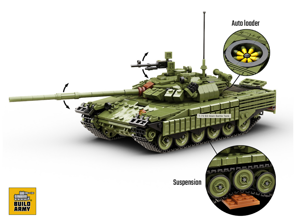 Build Army T-72 B3 - Russian Main Battle Tank - 1:33 Scale 1205 Pieces - BAM004