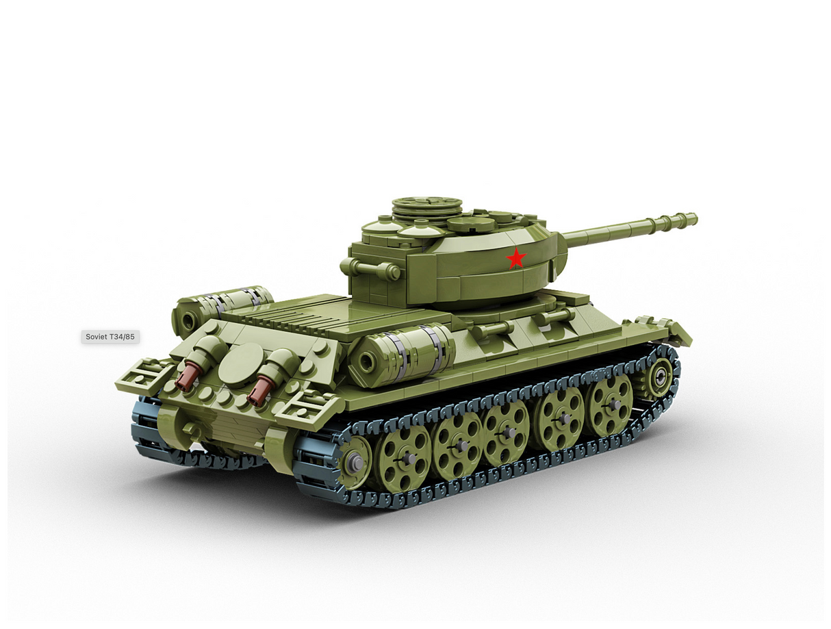 Build Army WW2 T34/85 - Soviet Medium Tank - 1:33 Scale 735 Pieces - BA3485