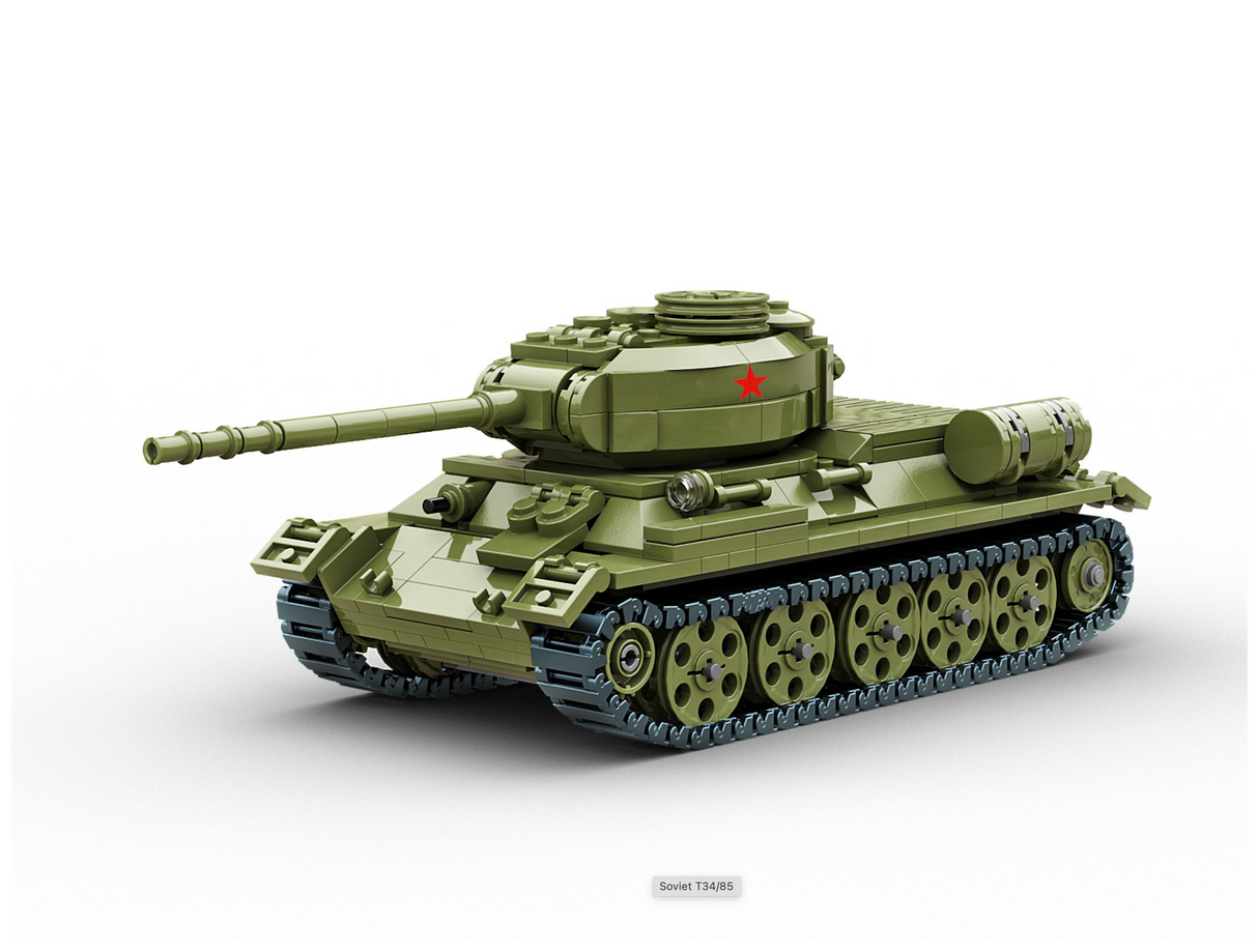 Build Army WW2 T34/85 - Soviet Medium Tank - 1:33 Scale 735 Pieces - BA3485