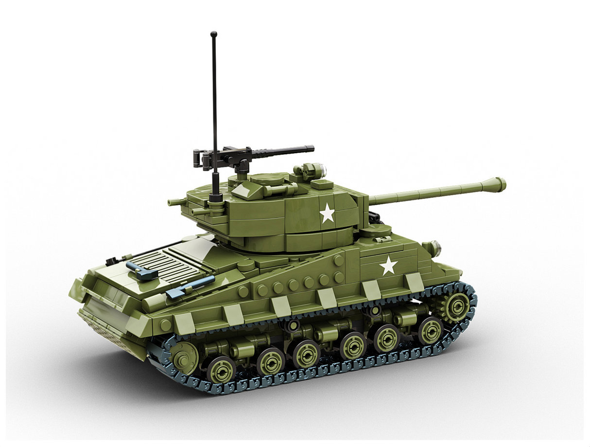 Build Army WW2 Sherman M4A3E8 Easy8 - American Medium Tank - 1:33 Scale 860 Pieces - BA1002