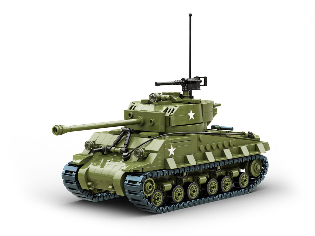 Build Army WW2 Sherman M4A3E8 Easy8 - American Medium Tank - 1:33 Scale 860 Pieces - BA1002