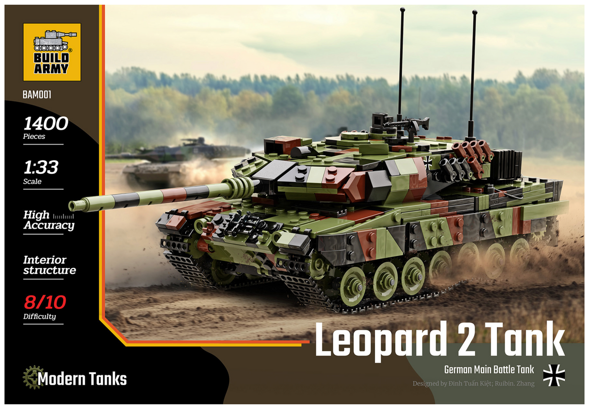 Build Army Leopard 2 A6 - German Main Battle Tank - 1:33 Scale 1400 Pieces - BAM001