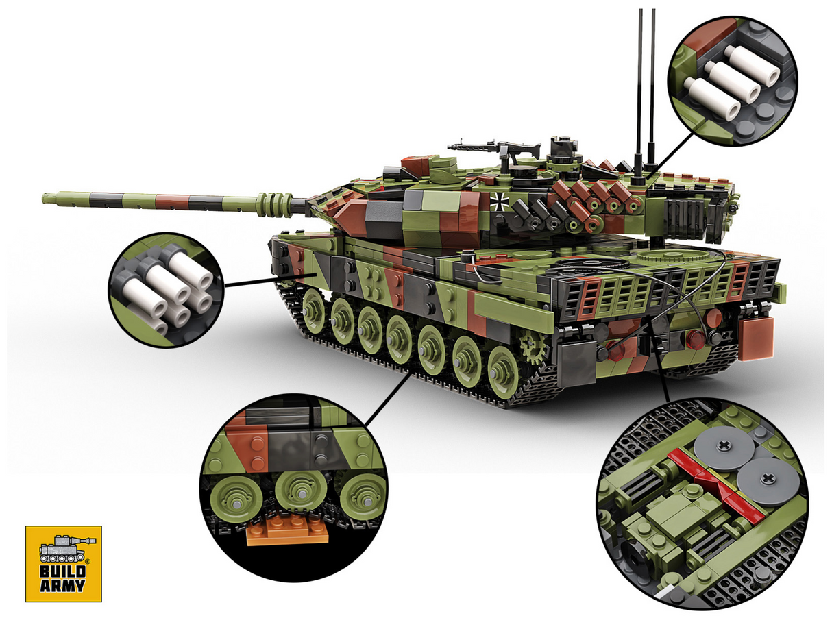 Build Army Leopard 2 A6 - German Main Battle Tank - 1:33 Scale 1400 Pieces - BAM001