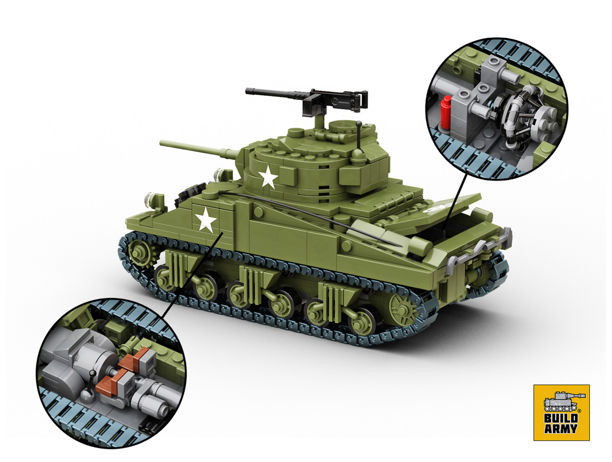Build Army WW2 M4 Sherman - American Medium Tank - 1:33 Scale 785 Pieces - BA1001