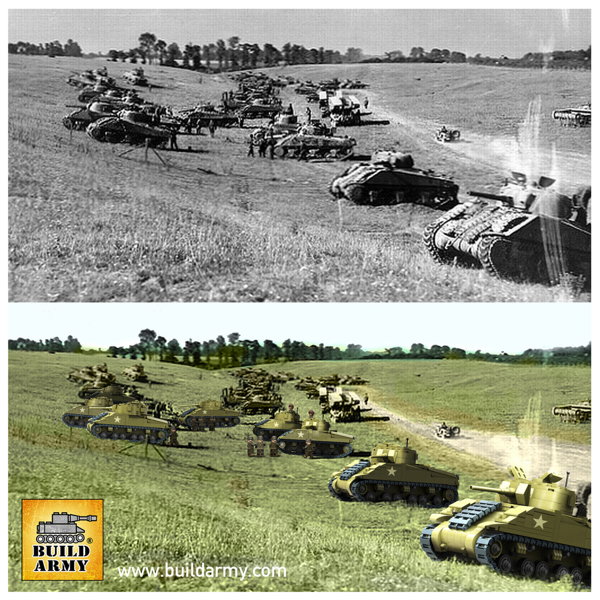 Build Army WW2 M4 Sherman - American Medium Tank - 1:33 Scale 785 Pieces - BA1001