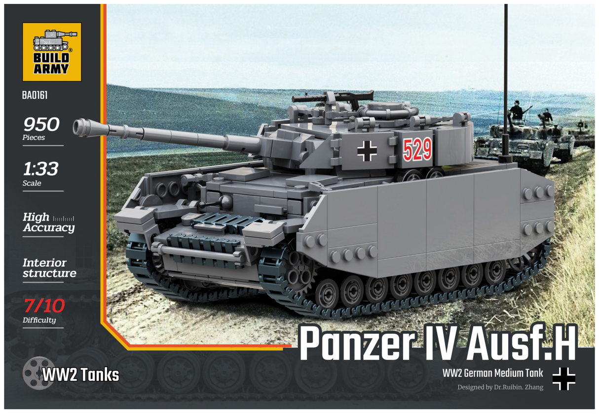 Build Army WW2 Panzer 4 - German Medium Tank - 1:33 Scale 950 Pieces - BA0161