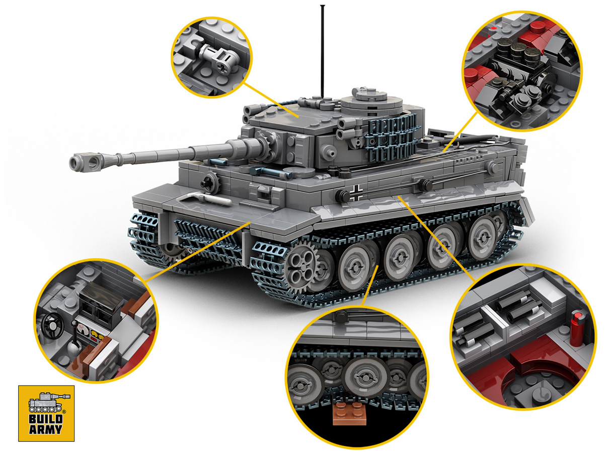 Build Army WW2 Tiger 1 Ausf.E - German Heavy Tank - 1:33 Scale 1157 Pieces - BA0181