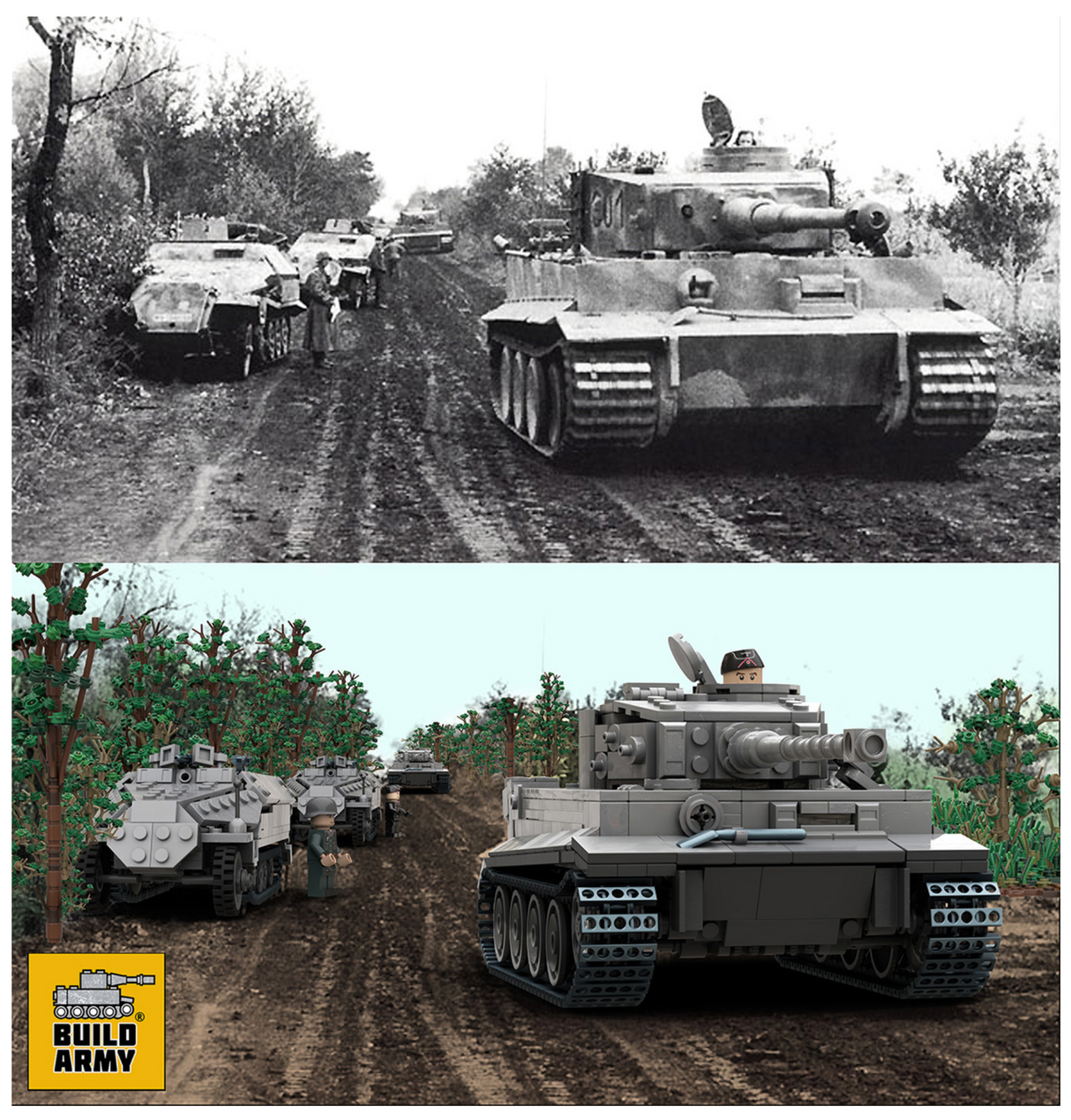 Build Army WW2 Tiger 1 Ausf.E - German Heavy Tank - 1:33 Scale 1157 Pieces - BA0181