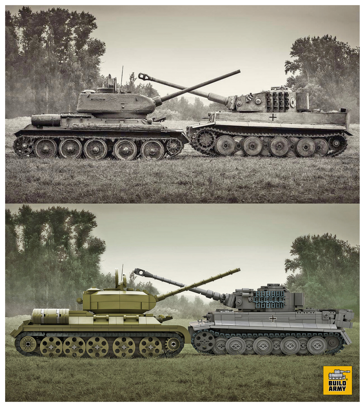 Build Army WW2 Tiger 1 Ausf.E - German Heavy Tank - 1:33 Scale 1157 Pieces - BA0181