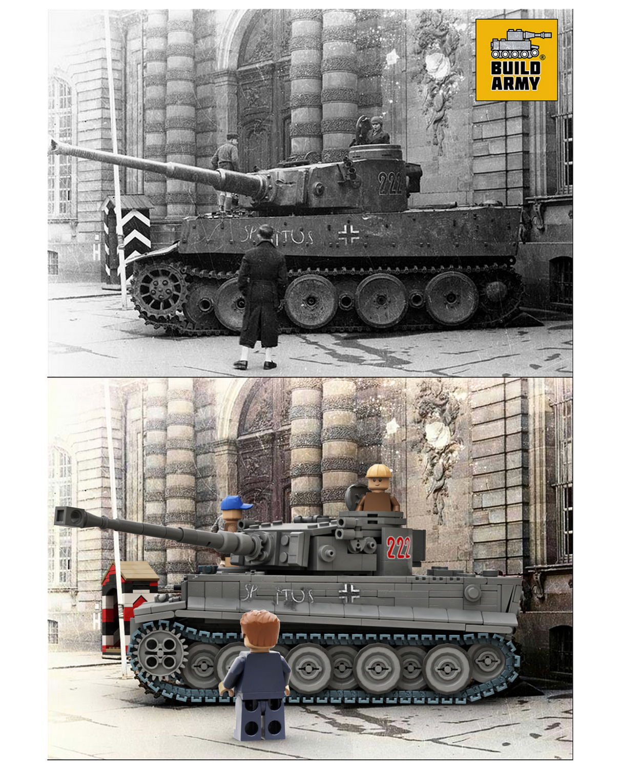 Build Army WW2 Tiger 1 Ausf.E - German Heavy Tank - 1:33 Scale 1157 Pieces - BA0181