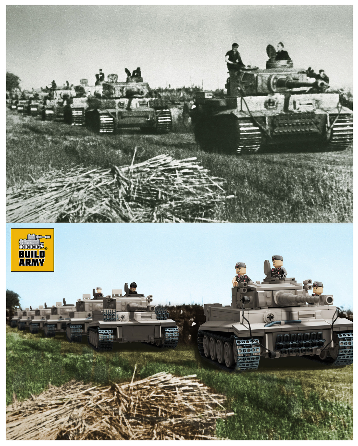 Build Army WW2 Tiger 1 Ausf.E - German Heavy Tank - 1:33 Scale 1157 Pieces - BA0181