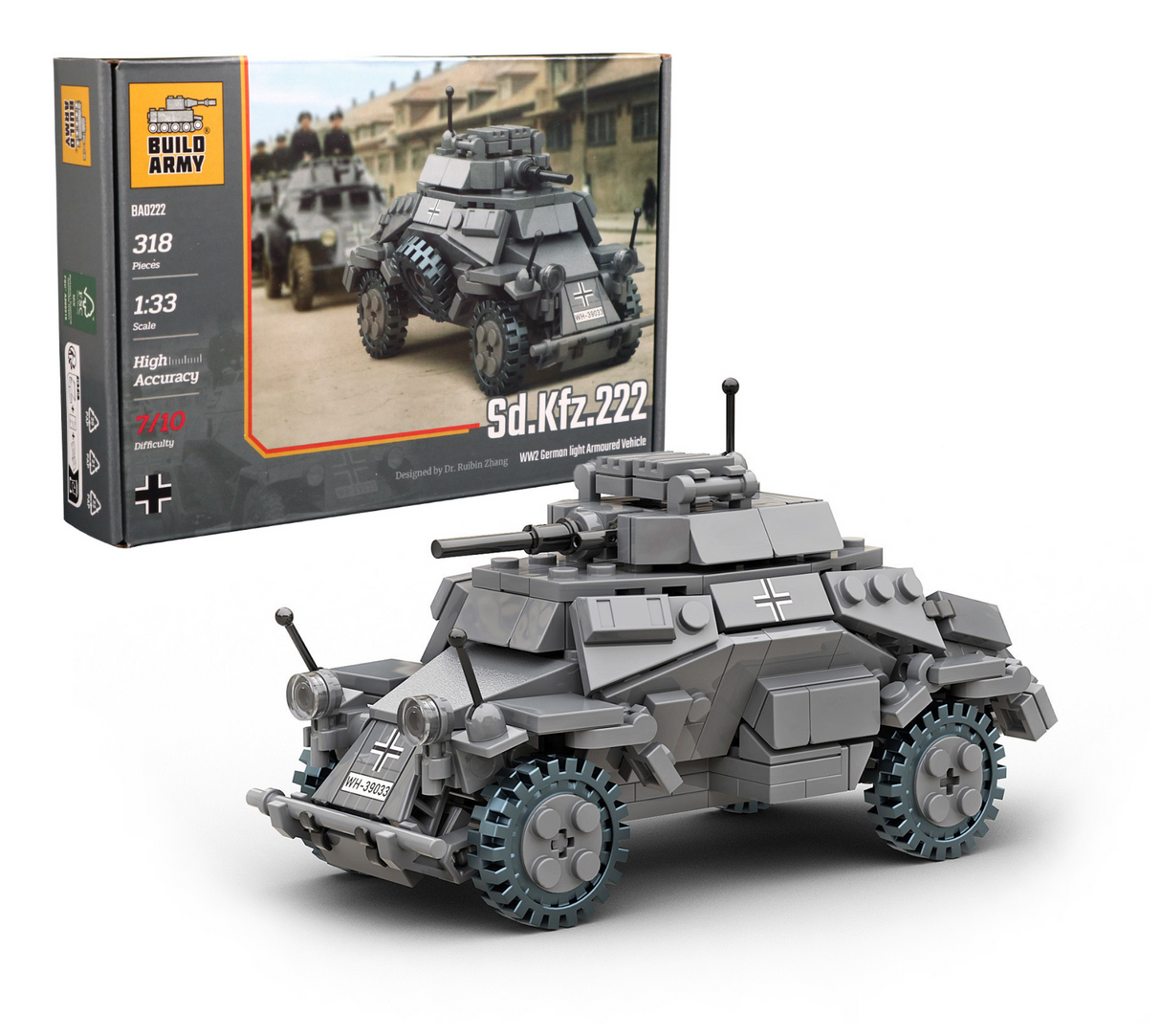 Build Army WW2 Sd. Kfz. 222 - German Light Armoured Vehicle - 1:33 Scale 318 Pieces - BA0222