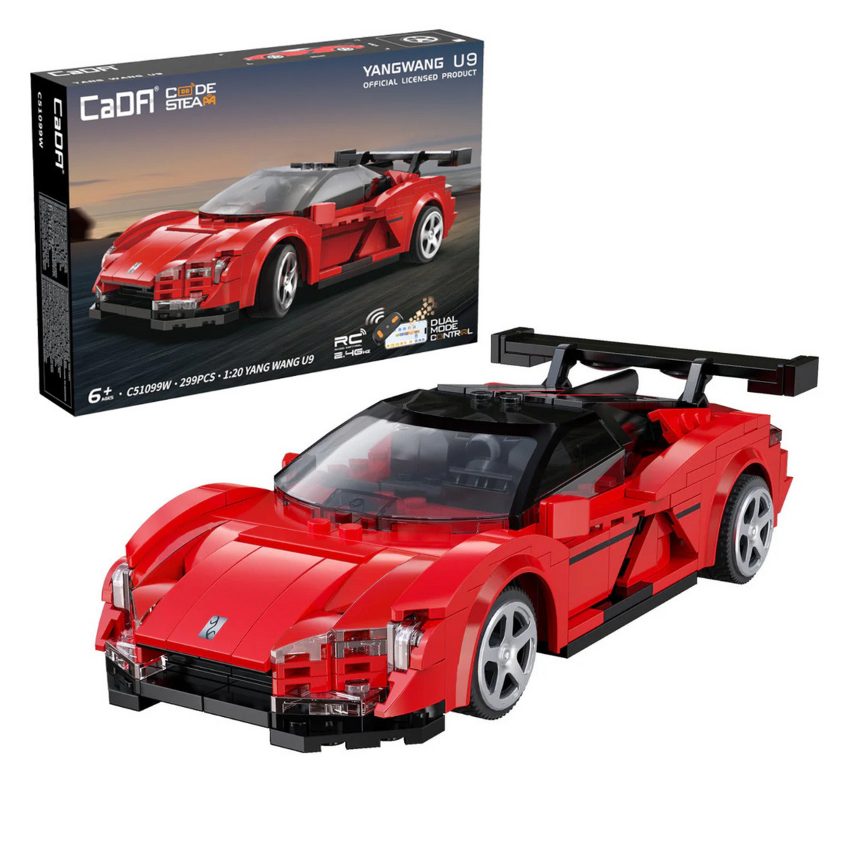 CaDA BYD Yangwang U9 Electric Super Coupé - RC Dual Mode Control - 1:20 299 Pieces Brick Model Kit C51099W