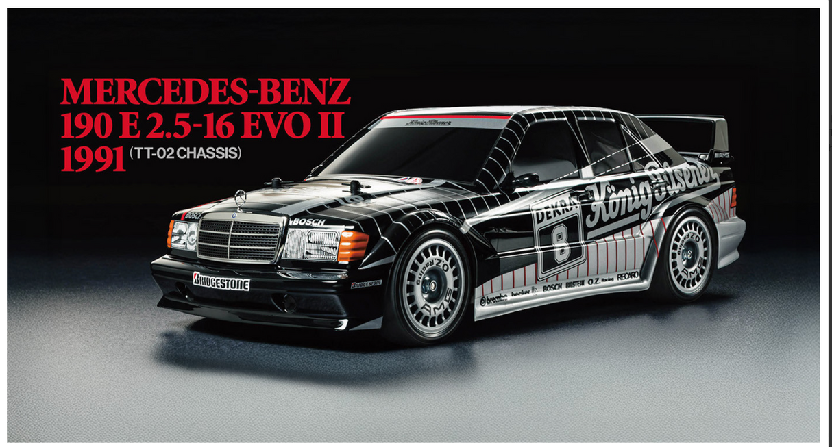 Tamiya RC Mercedes-Benz 190 E 2.5-16 EVO II 1991 with Painted Body - Limited Edition - TT-02 - Item #47525