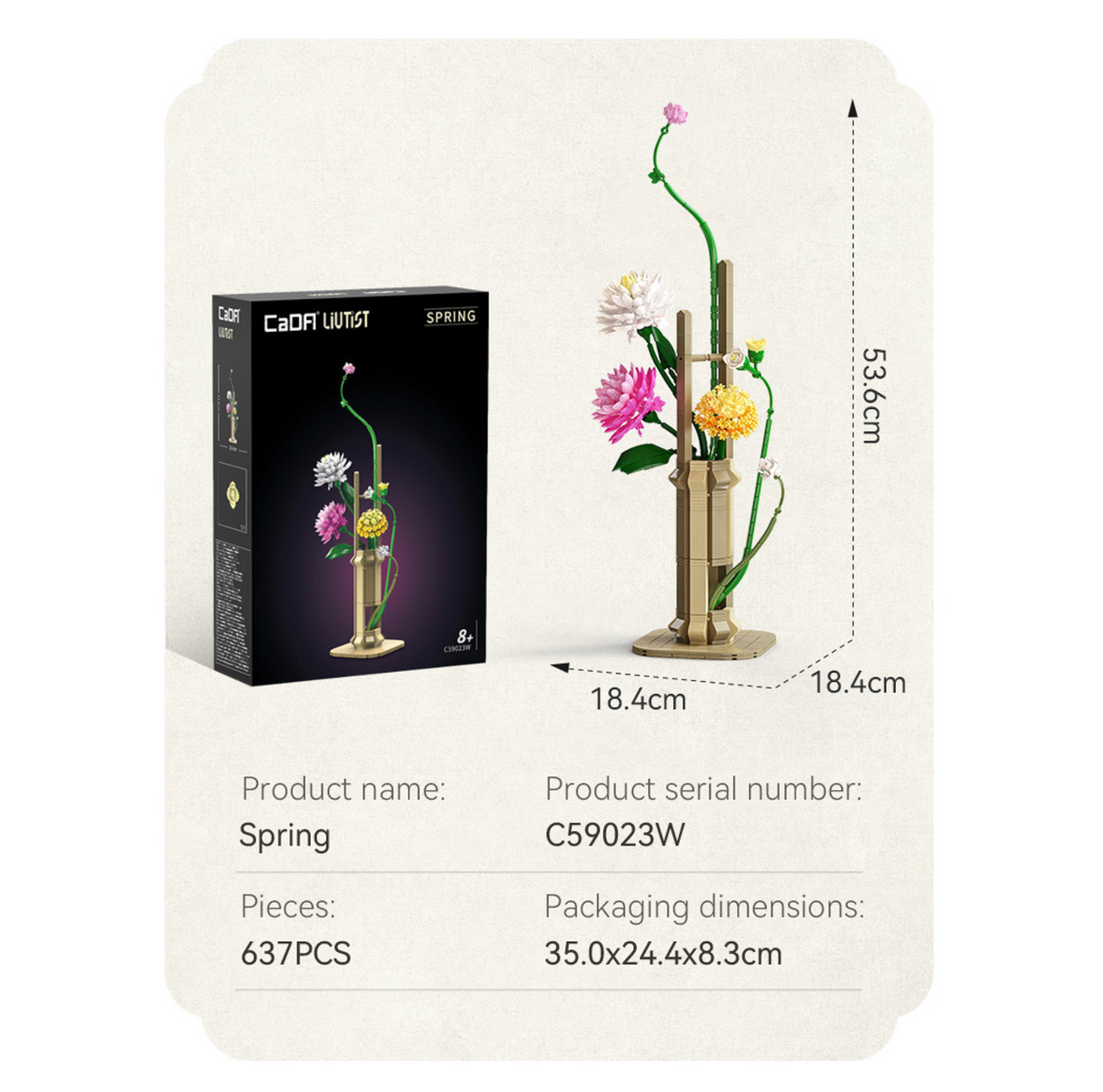 CaDA Oriental Floral Art: Spring 613 pcs Brick Model Kit C59023W