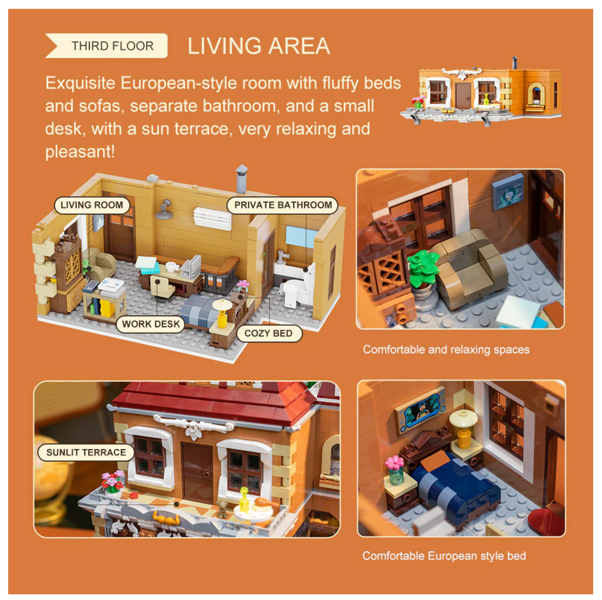 Pantasy Bakery (4-Storey Building) 2663 pcs Brick Model Kit 85013