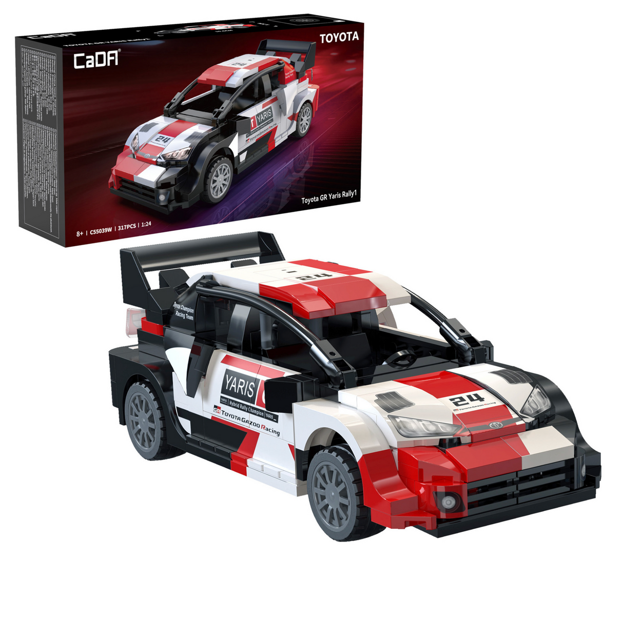 CaDA Toyota GR YARIS Rally 1 Car 1:24 317 Pieces Brick Model Kit C55039W