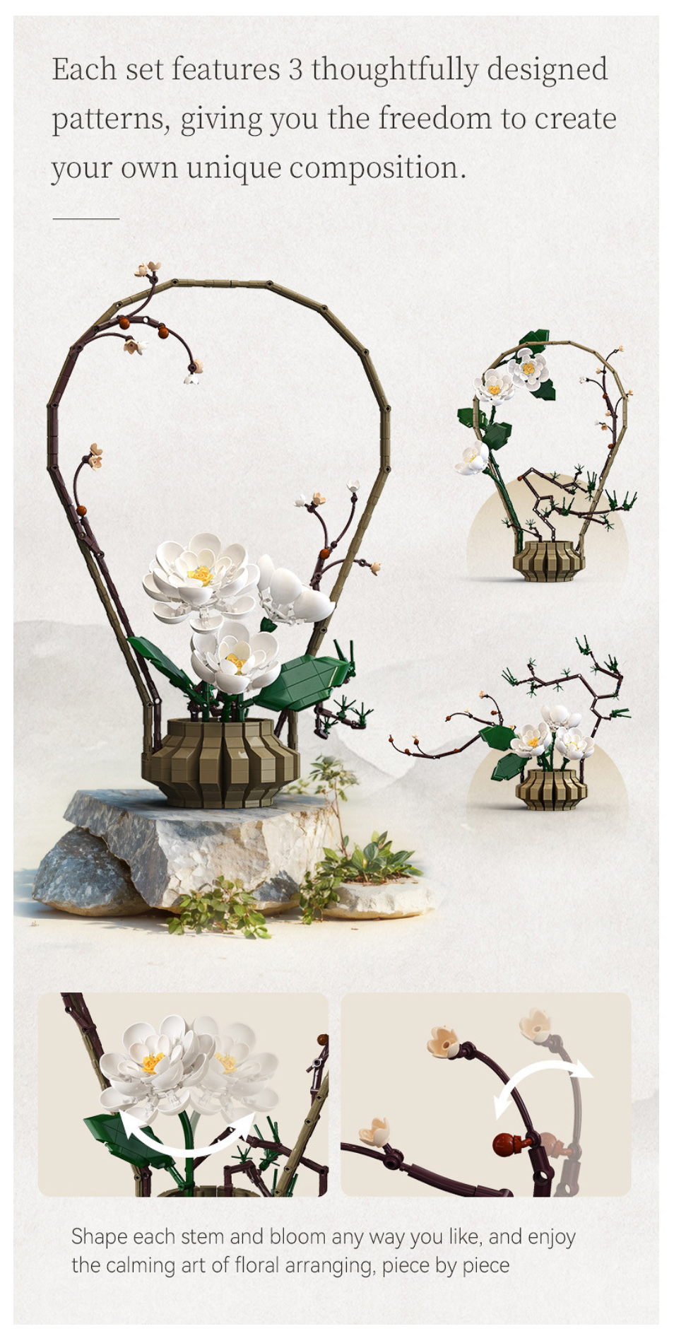 CaDA Oriental Floral Art: Winter 990 pcs Brick Model Kit C59026W