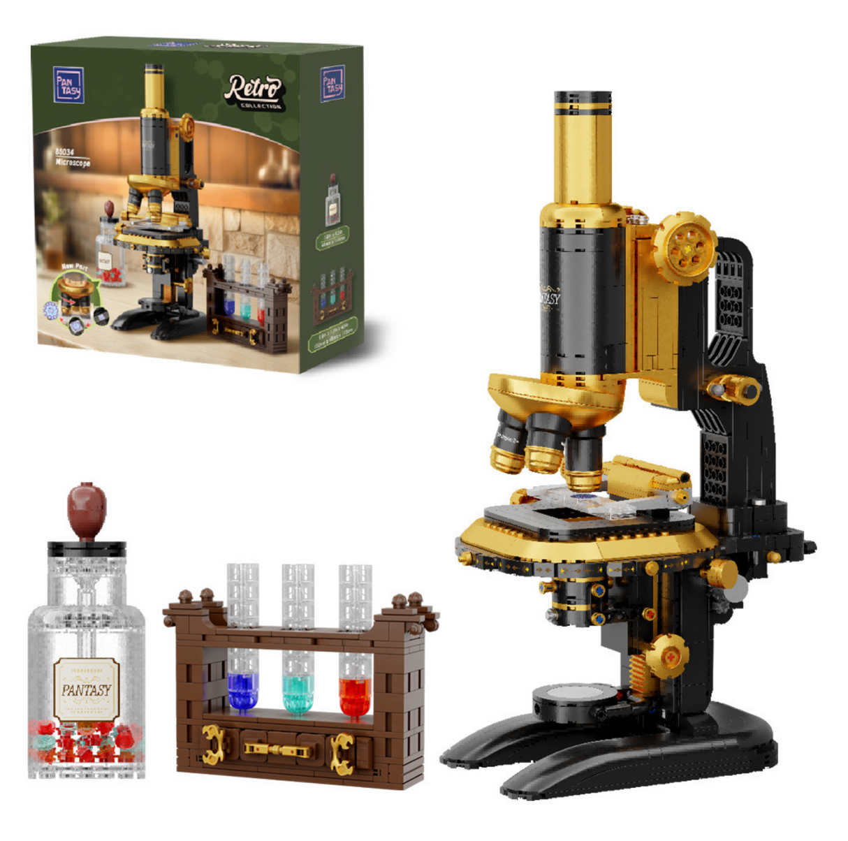 Pantasy Retro Microscope with Accessories Set 1107 pcs Brick Model Kit 85034