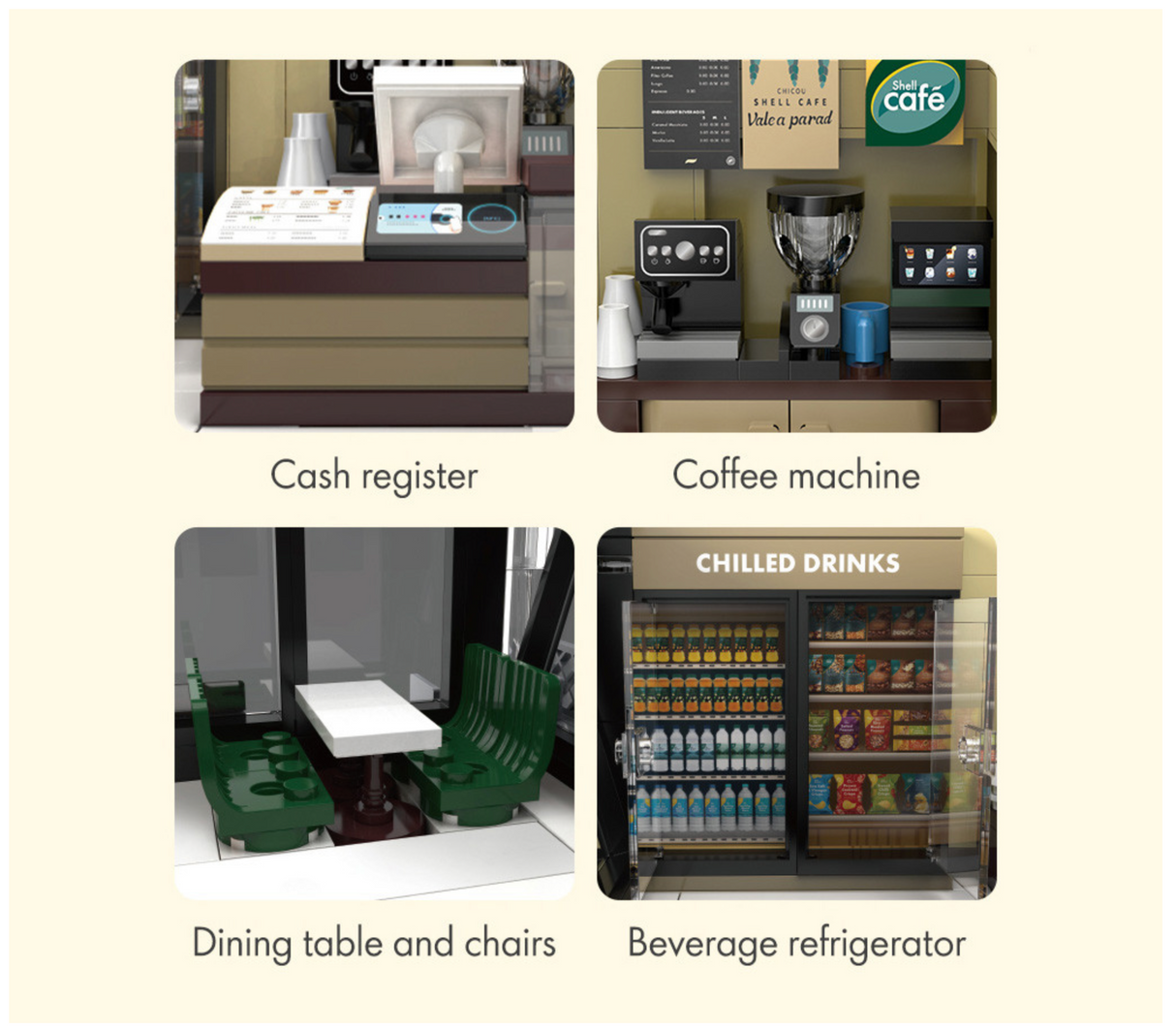 CaDA Shell Select Coffee Shop Café 351 Pieces Brick Model Kit C66033W