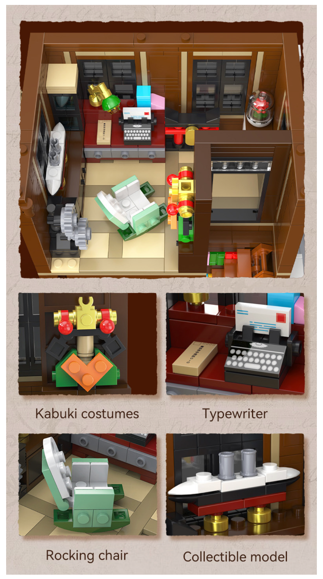 CaDA Japanese Bookshop Building 1292 pcs Brick Model Kit C66020W