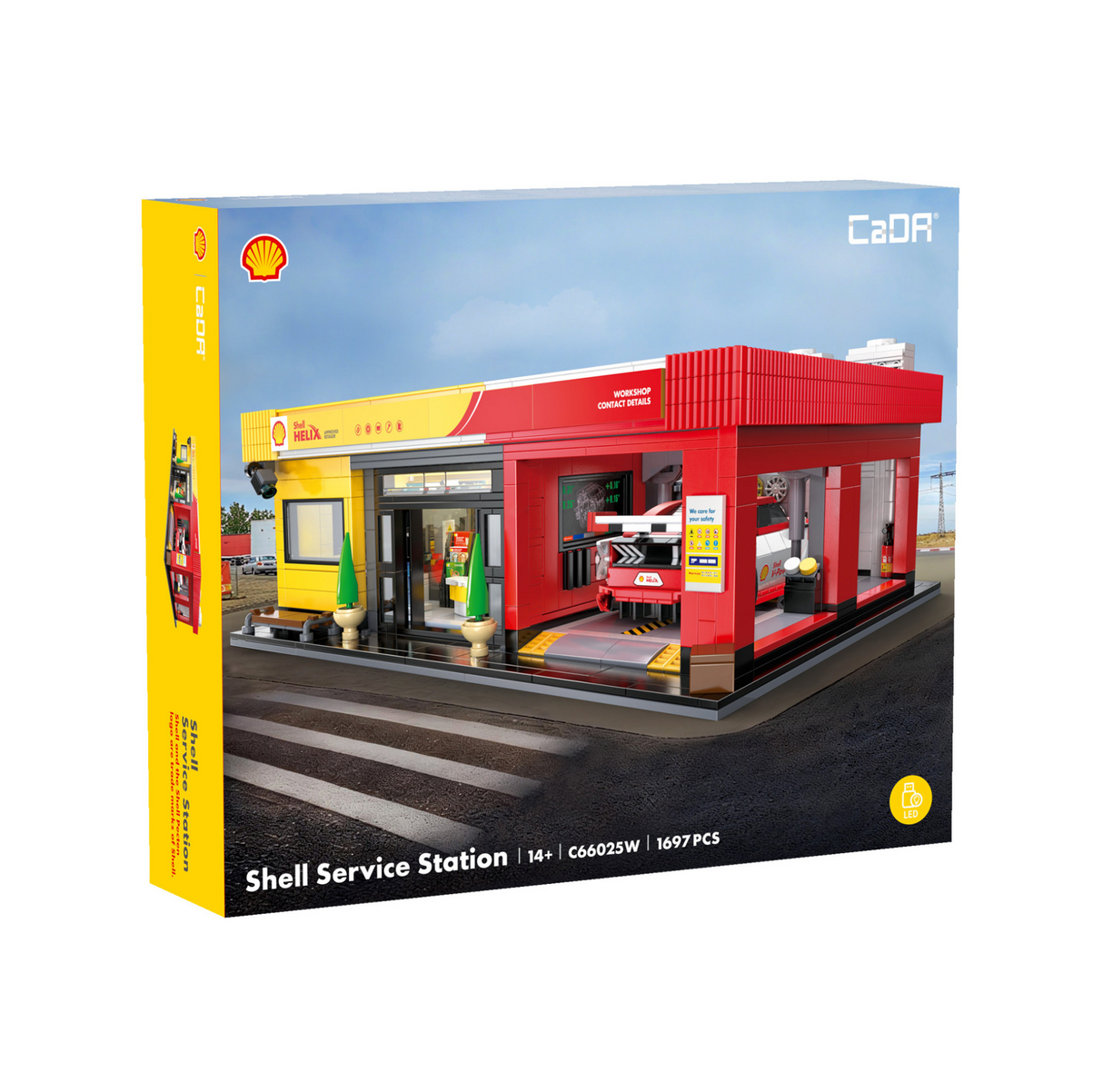 CaDA Shell Service Station with Car 1697 Pieces Brick Model Kit C66025W