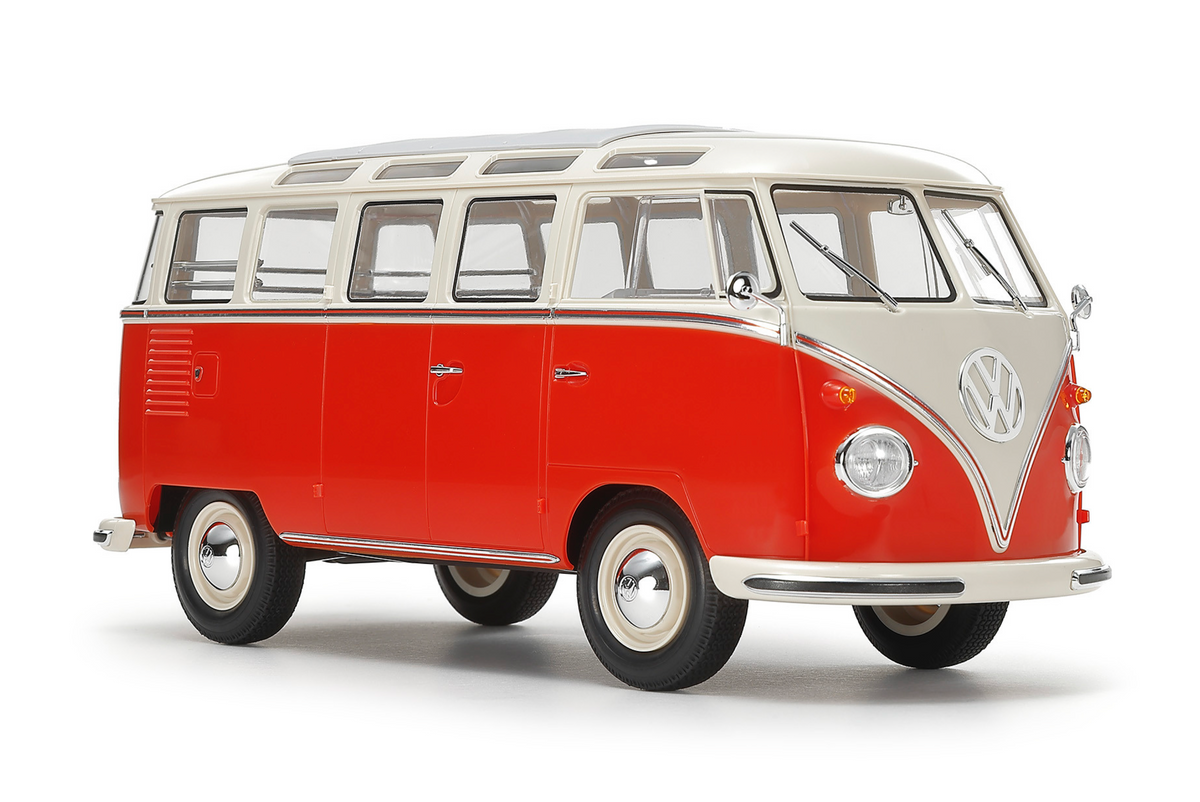 Tamiya Volkswagen Type 2 (T1) Red & White (Clic Loc) 1/24 Plastic Model Kit - Item #28101