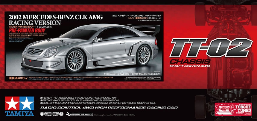 Tamiya RC Mercedes Benz CLK AMG Racing Version 2002 - Silver Painted Body Limited Edition - TT-02 - Item #47493