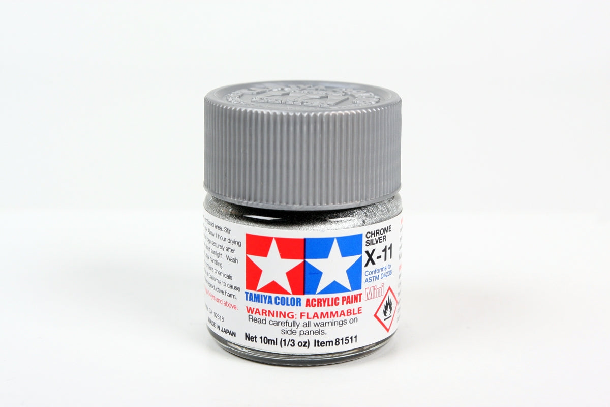 Tamiya Acrylic Mini X-11 Chrome Silver Paint 10ml - Item #81511