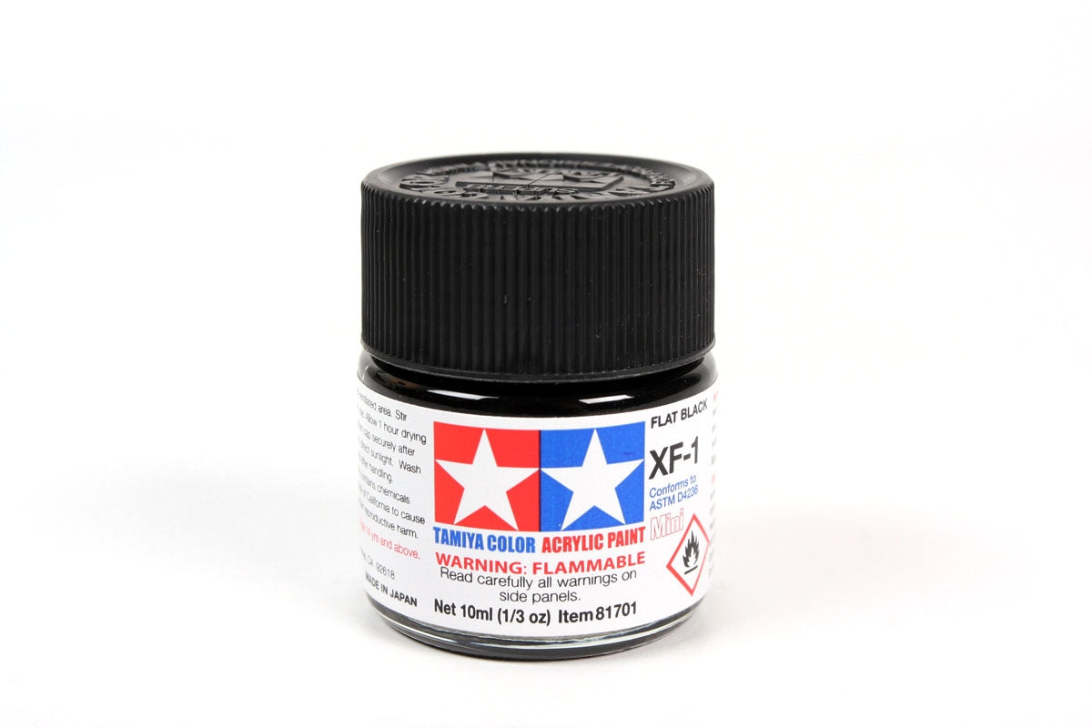 Tamiya Acrylic Mini XF-1 Flat Black Paint 10ml - Item #81701