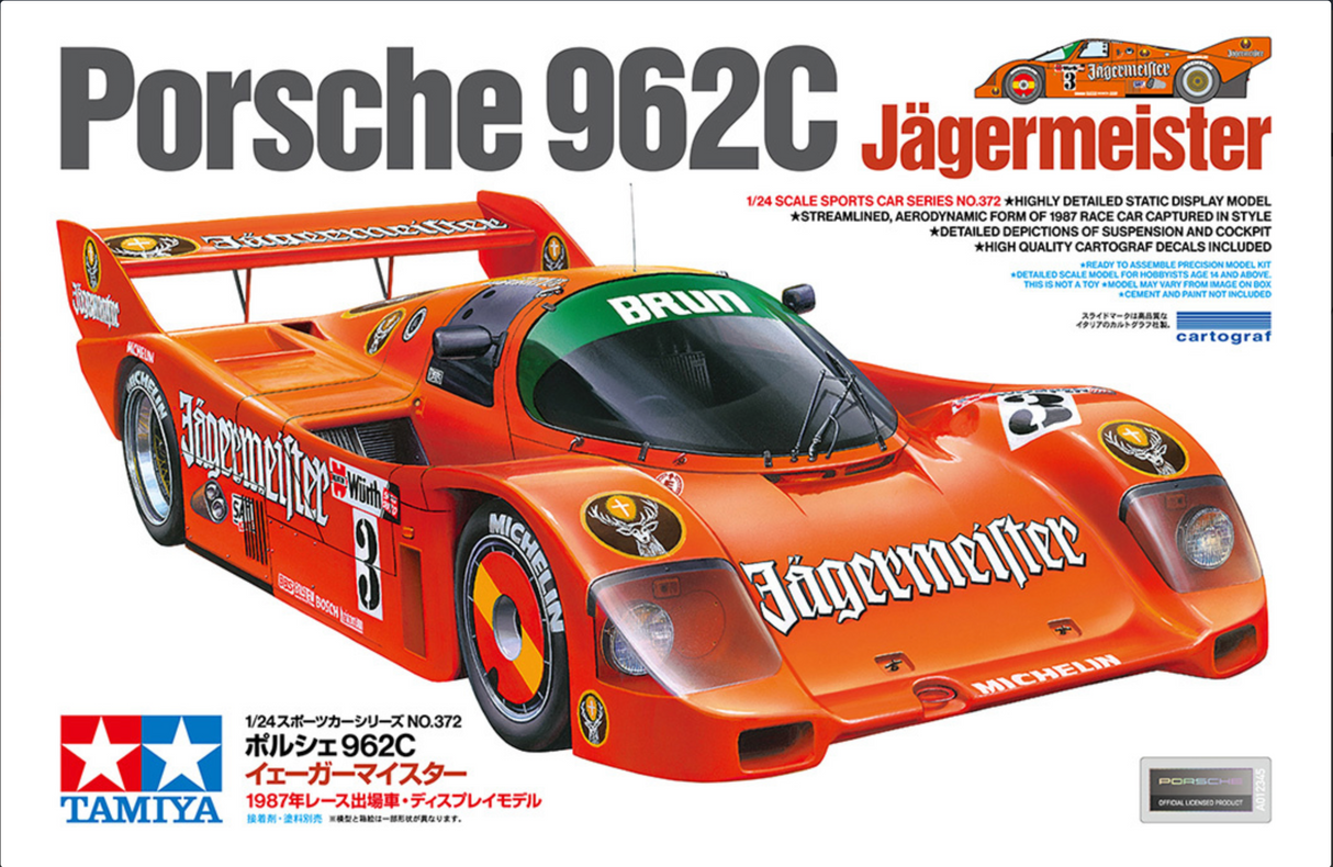 Tamiya Porsche 962C Jägermeister 1/24 Model Kit - Item #24372