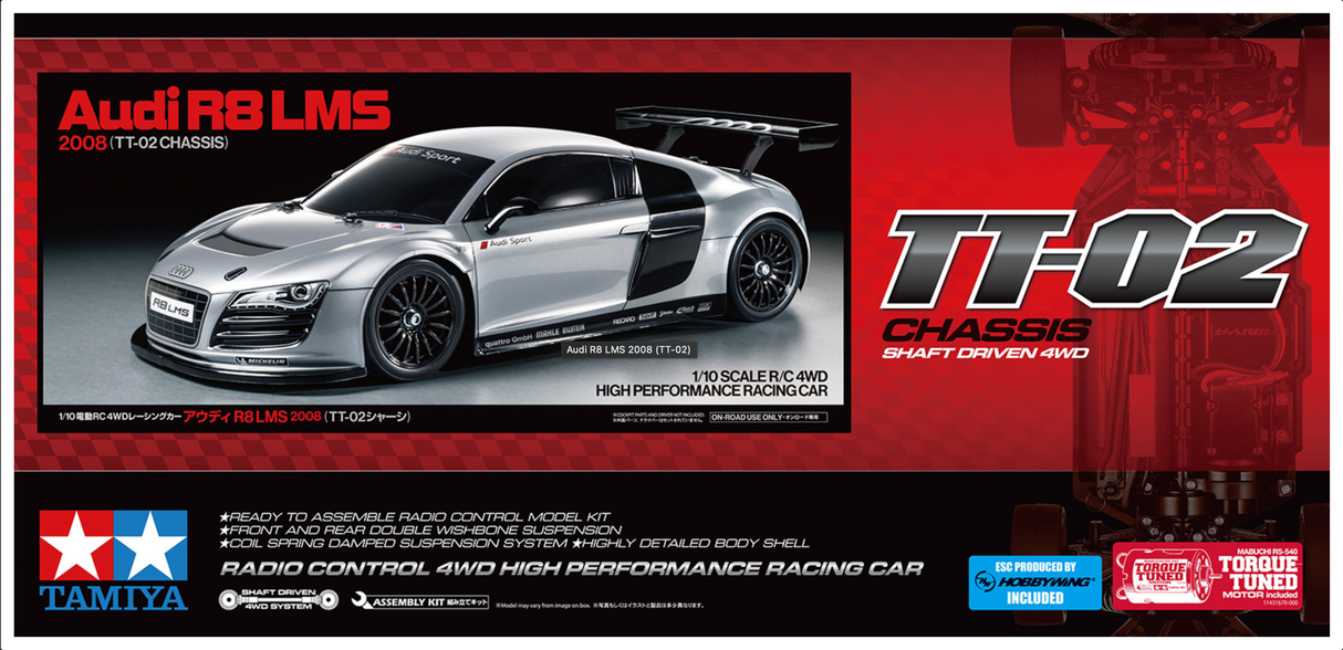 Tamiya RC Audi R8 LMS 2008 - Pre-Painted Body - TT-02 - Item #47517