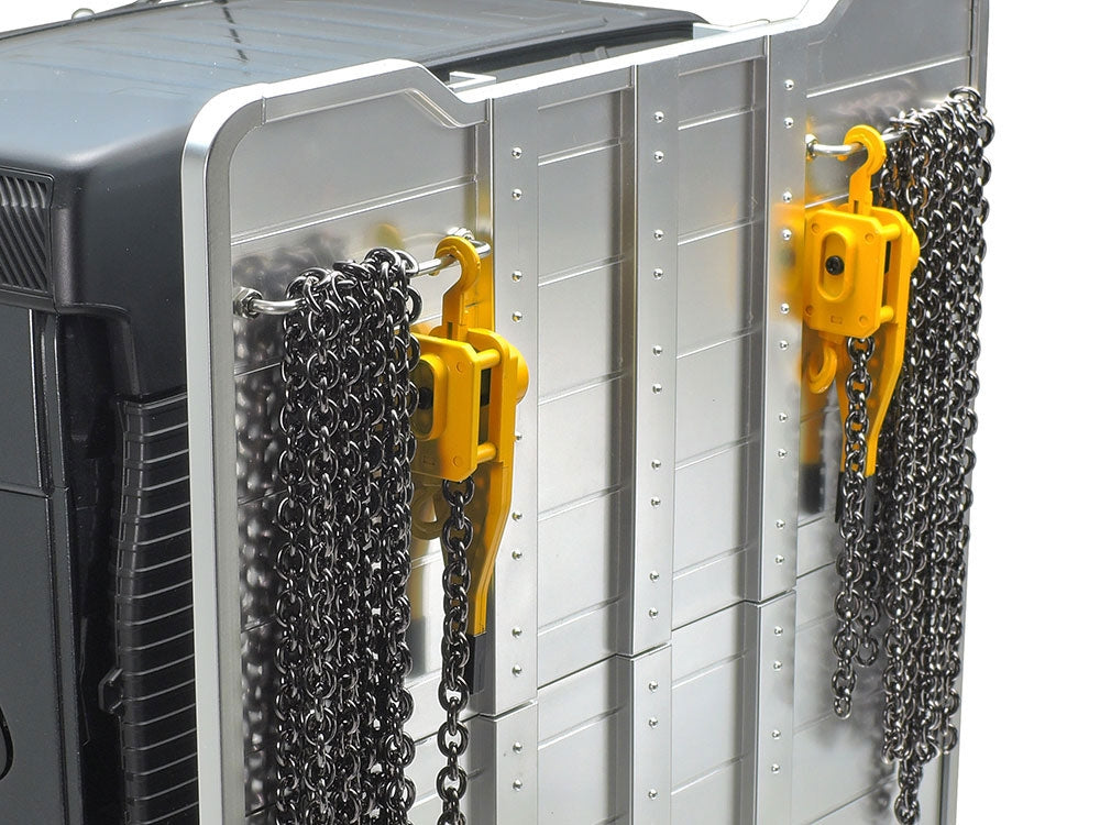 Rear of cab view with chains