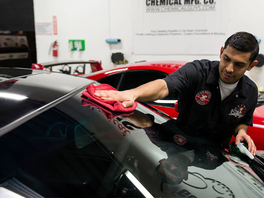 Chemical Guys Waffle Weave Glass and Window Microfibre Towel - Red