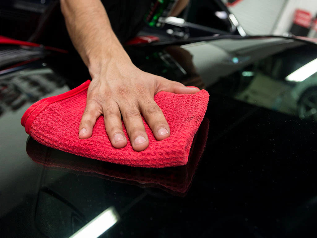 Chemical Guys Waffle Weave Glass and Window Microfibre Towel - Red