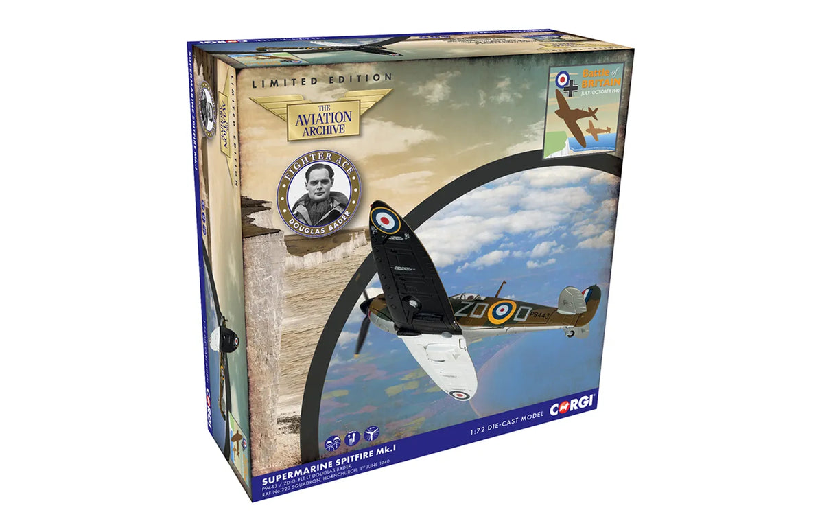 Corgi Supermarine Spitfire MkI - RAF No.222 Sqn - Flt Lt Douglas Bader (Battle of Britain 85) - AA39216