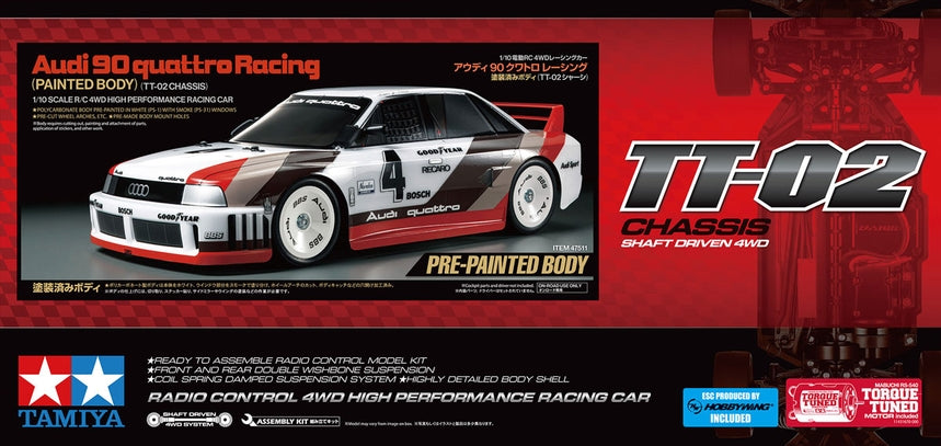 Tamiya RC Audi 90 Quattro Racing - TT-02 - Limited Edition with Pre-Painted Body - Item #47511